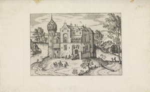Slot ved en flod Små landskaber (serietitel) af Pieter van der Borcht (I)