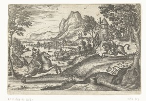 Landskab med to ryttere. af Pieter van der Borcht (I)