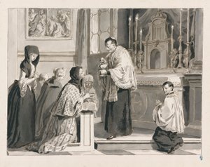 Den hellige nadver eller eukaristien fra De syv sakramenter af Pietro Antonio Novelli