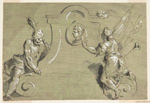 Projekt for en del af en malet dekoration af Pietro Antonio Novelli