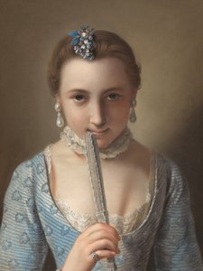 Ung kvinde med vifte af Pietro Antonio Rotari