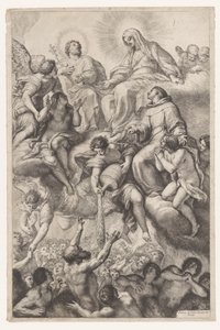 Mary, Joseph og Anthony of Padua som forbedere for sjæle i skærsilden af Pietro Antonio de Pietri
