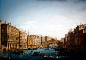 Canal Grande ser mod nord mod Rialtobroen (olie på lærred)