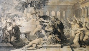 Priams død, af Pietro Benvenuti (1769-1844), tryk fra maleri fra 1811