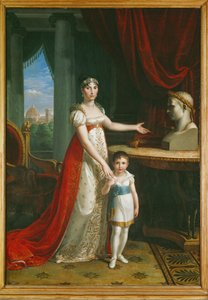 Elisa Bonaparte, søster til Napoleon I, storhertuginde af Toscana, med sin datter Napoleone-Elisa ...