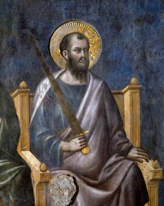 Den sidste dom: Detalje af apostlen Saint Paul (Fresco af Pietro Cavallini