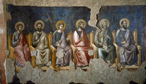 Den sidste dom: detalje af Apotres (Fresco