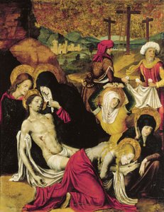 Deposition of Christ, eller Pieta of Tangier, af Pietro Cavaro (aktiv 1508-1538), tempera på panel af Pietro Cavaro