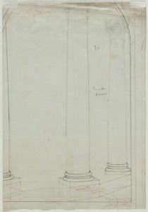 Arkitektonisk tegning af søjler (verso) af Pietro Fancelli
