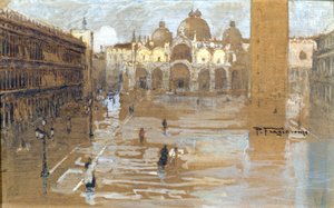 Venedig, Markuspladsen. Maleri af Fragiacomo.