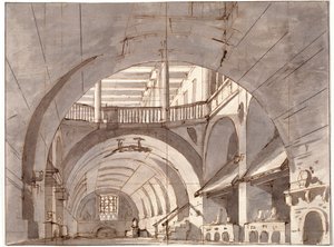 Scenedesign til et teaterstykke, 1800-tallet.