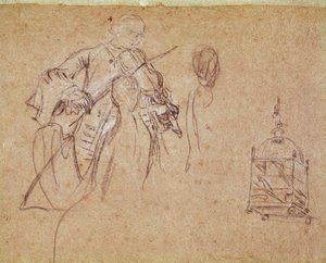 En violinist (violinist) Tegning af Pietro Longhi (1702-1785) Venedig, Musee Correr af Pietro Longhi