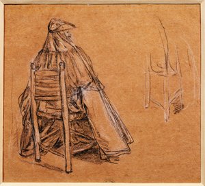 Italien, Venedig, Masked Gentleman (Gentiluomo con bautta) af Pietro Longhi (1702-1785), tegning af Pietro Longhi
