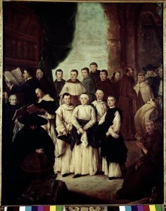 Broderskabet i Venedig (La frateria di Venezia) - Maleri af Pietro Longhi (1702-1785), olie på lærred, 61x49 cm af Pietro Longhi