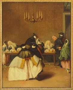 The Ridotto, venetianske masker, af Pietro Longhi (1701-1785)