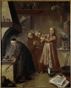 Alkymistens laboratorium. Maleri af Pietro Longhi (1702-1785) Museum of Palazzo Ca 