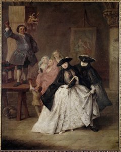 Charlatanen (Il ciarlatano) - Maleri af Pietro Longhi (1702-1785), olie på lærred, 62x50 cm