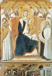 Italien, Siena, Madonna med engle og helgener af Pietro Lorenzetti
