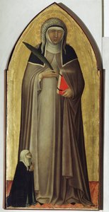 Polyptykon af Beata Umiltas liv (detalje af Beata) - Detrempe på træ af Pietro Lorenzetti