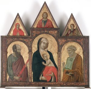 Jomfru og barn med de hellige Paulus og Peter,
1310 - 20 (æggetempera og guld på træ)