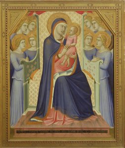Jomfru og barn med engle på tronen, 1340 (tempera på panel) af Pietro Lorenzetti