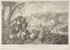 Hyrden Davids afgang fra hans fars hus Partenza di David pastore..., 1743-63. af Pietro Monaco