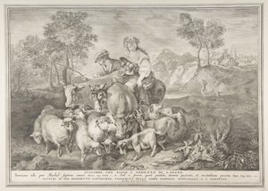 Jakob passede Labans flok Jakob, fodrede Labans flok, 1743-63. af Pietro Monaco