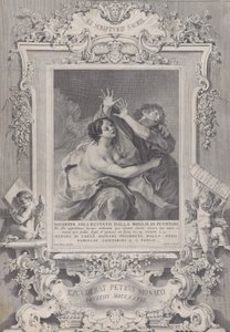 Josef og Potifars kone, inden for en udsmykket ramme, 1739. af Pietro Monaco