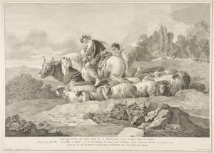 En af Noas sønner, der går for at befolke en del af jorden Uno de figli di Noè c..., 1743-63.