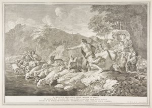 Miraklet med det bitre vand fik søde Il Miracolo delle Acque Bare Mutate i Dol ..., 1743-63. af Pietro Monaco