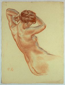 Halvfigur af en siddende nøgen kvinde af Pietro Montana