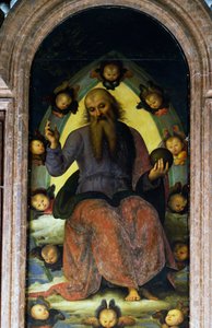 Gud Faderens Velsignelse, detalje fra Polyptykonen af Certosa of Pavia af Pietro Perugino