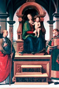 Madonna og barn med hellige, c1470-1523 af Pietro Perugino