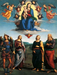 Madonna in Glory, ca 1500-1501, af Pietro Perugino (ca 1450-1523), olie på træ, 330x265 cm. af Pietro Perugino