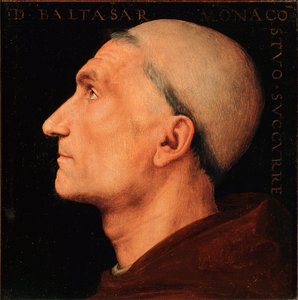 Portræt af Don Baldassarre af Antonio di Angelo, munk fra klosteret Vallombrosa Profil af en munk fra klostret Vallombreuse. Maleri af Pietro Vannucci dit il Perugino (The Perugin af Pietro Perugino
