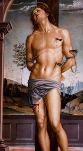 Sankt Sebastian efter 1490. Olie på panel. af Pietro Perugino