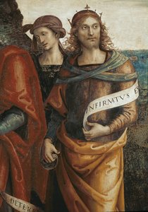Solomon, detalje af Den evige Fader omgiver med profeter og sibyller (fresco af Pietro Perugino