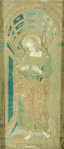Johannes Evangelisten, af Pietro Perugino (ca. 1450-1523), broderi i silke, guld og sølv af Pietro Perugino