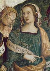 Den persiske sibylle. Detalje af Den evige Fader omgiver profeter og sibyller (fresko af Pietro Perugino