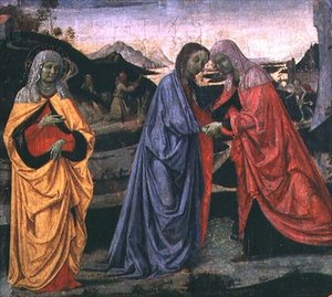 The Visitation (tempera på panel) af Pietro Perugino