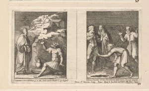 Pave Silvester helbreder Konstantin og Sankt Helena finder det sande kors Constantinus Lebra mundatus p un dies latuit cum B. Silvestro a quo baptiz (...) (titel på objektet) Kejser Konstantins historie (serietitel)