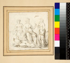 Athena og tre kvinder. (pen og blyant) af Pietro Santi Bartoli