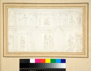 Fragment af et vægmaleri (blyant) af Pietro Santi Bartoli