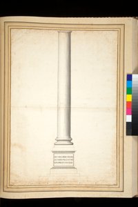 Antoninus Pius søjle vist som restaureret (pen og grå vask)