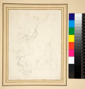To draperede kvindefigurer siddende (blyant) af Pietro Santi Bartoli