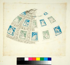 Hvælving af Villa Madama (sort kridt, nogle med pen og brunt blæk. farvet med akvarel) af Pietro Santi Bartoli