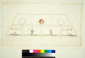 Hvælving af Villa Madama (sort kridt, nogle med pen og brunt blæk. farvet med akvarel) af Pietro Santi Bartoli