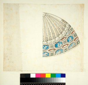 Hvælving af Villa Madama (sort kridt, nogle med pen og brunt blæk. farvet med akvarel) af Pietro Santi Bartoli