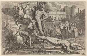 Achilles trækker liget af Hector