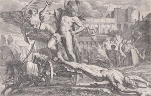 Achilleus trækker liget af Hector rundt om Trojas mure, 1648-50.